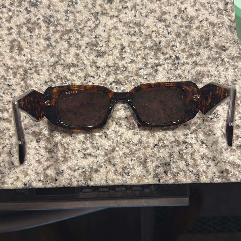 Prada Tortoise Shell Rectangular Sunglasses - image 3